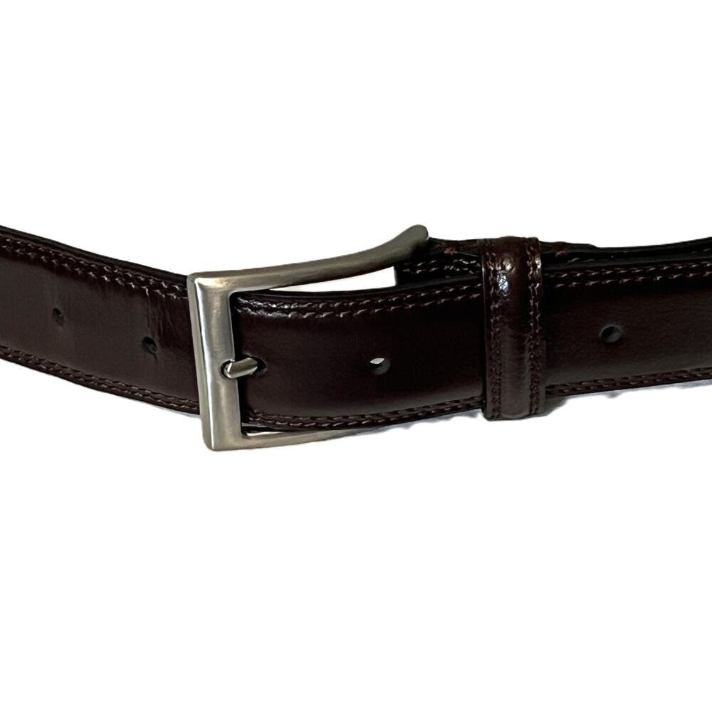 Joseph Abboud Mens Leather Belt Size 42/105 Brown Silver Brushed Buckle Italian